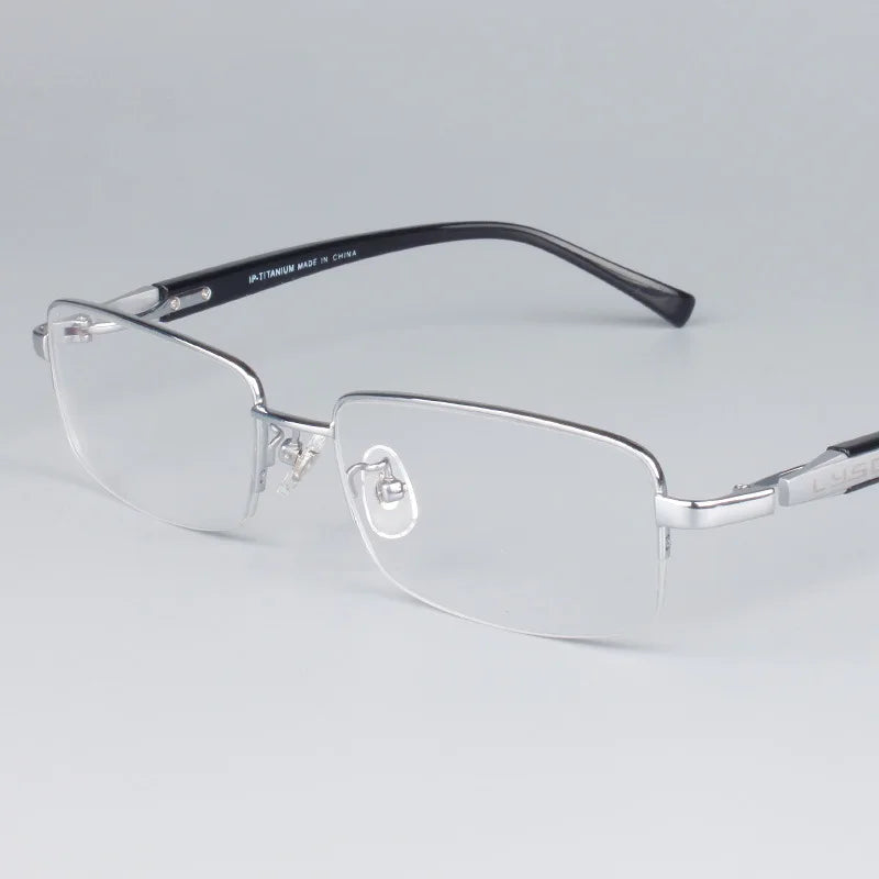 Bclear Men's Semi Rim Square Titanium Eyeglasses 59910