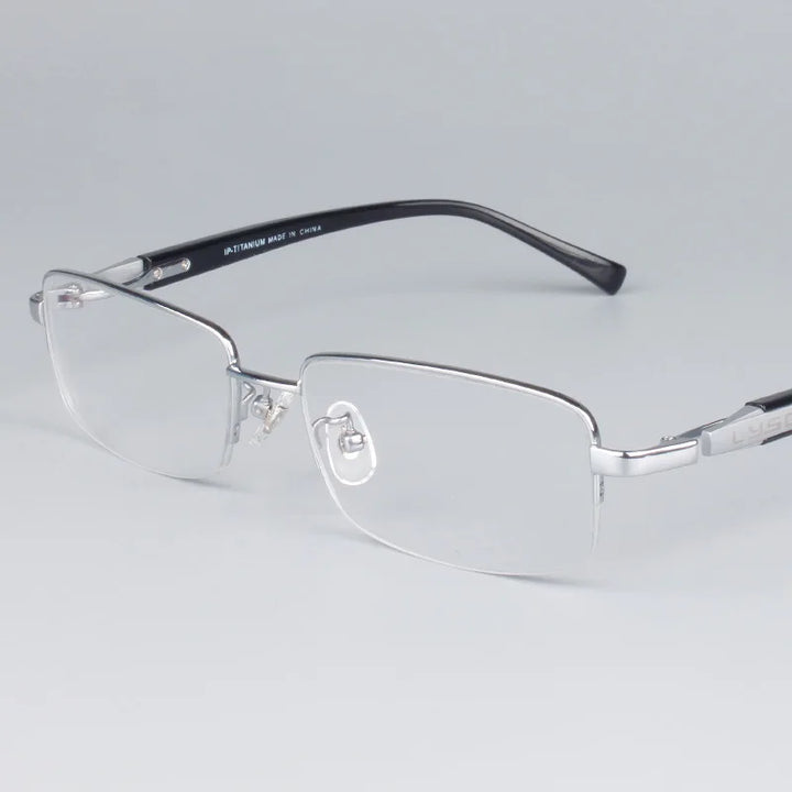 Bclear Men's Semi Rim Square Titanium Eyeglasses 59910
