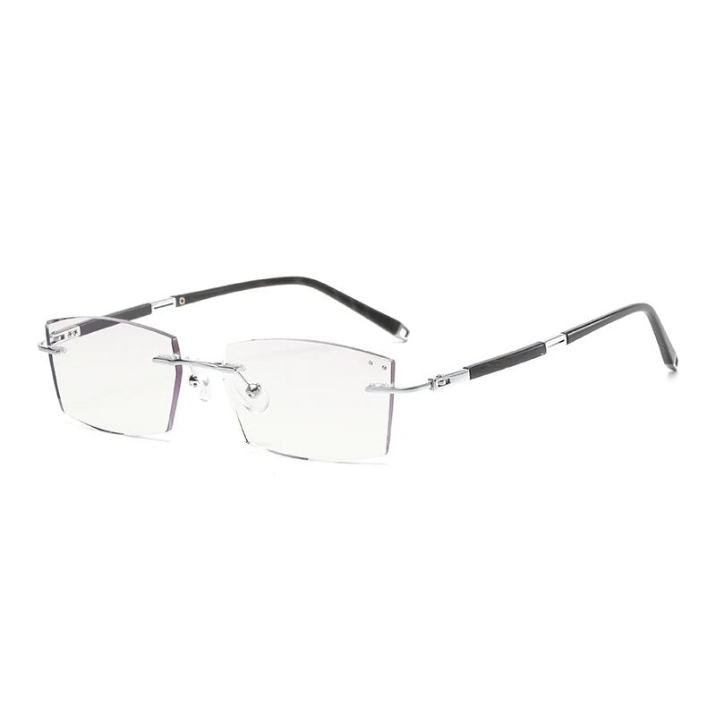 Zirosat Unisex Rimless Square Titanium Eyeglasses Y063 Rimless Zirosat silver diamond cut