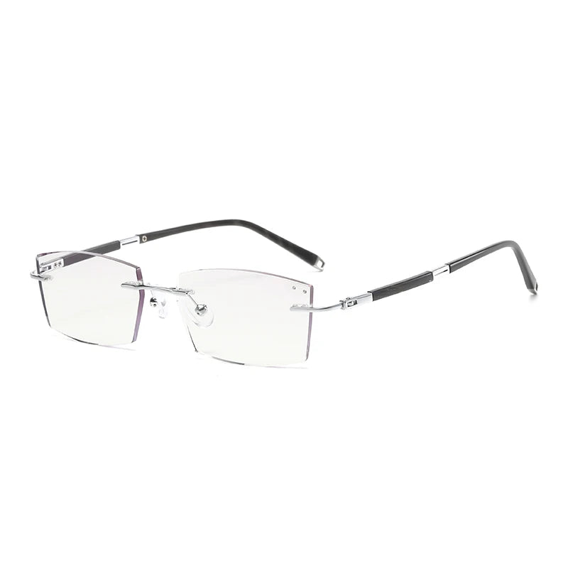 Zirosat Women's Rimless Square Titanium Rosewood Eyeglasses 20631