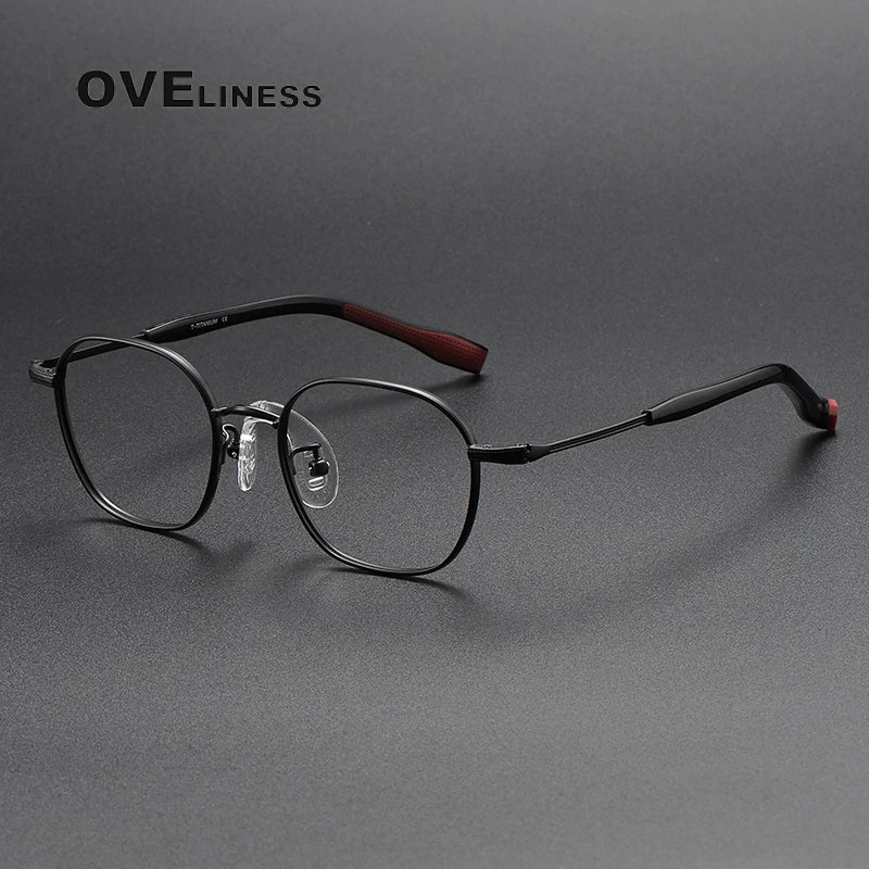 Oveliness Unisex Youth's Full Rim Polygon Titanium Eyeglasses O80941 Full Rim Oveliness black