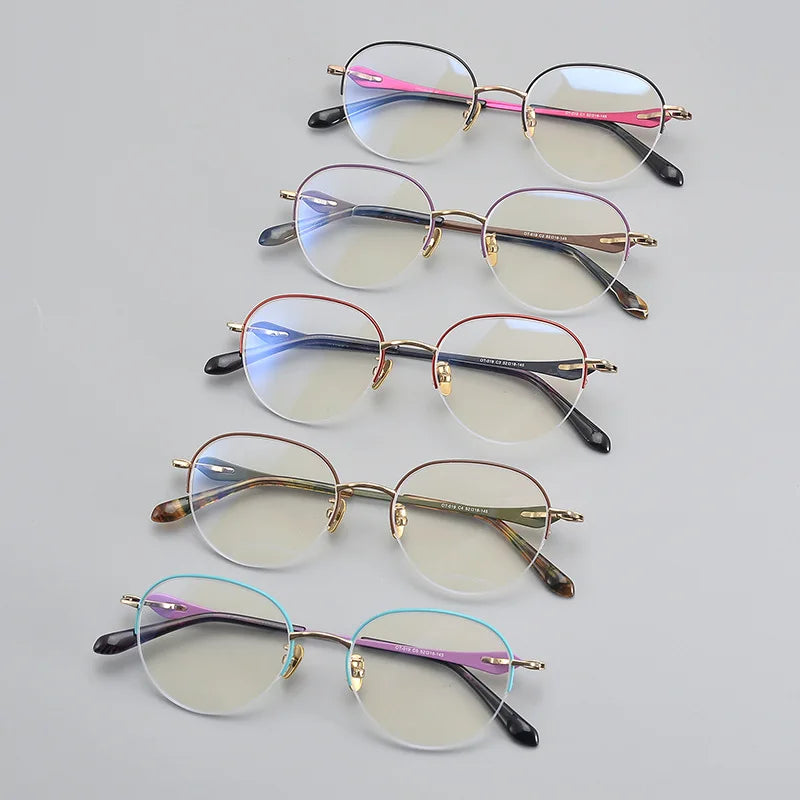 Hewei Unisex Semi Rim Stainless Steel Eyeglasses 415019 Semi Rim Hewei