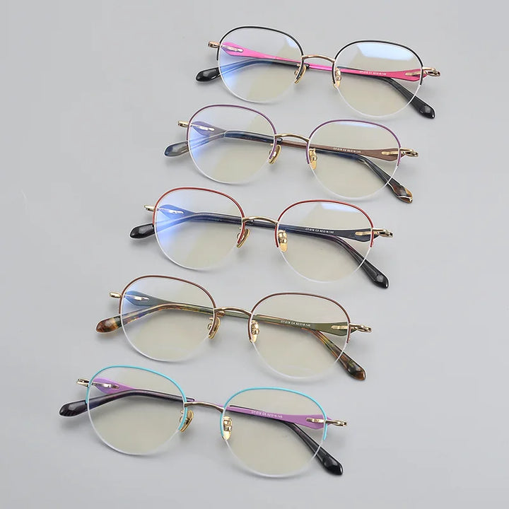 Hewei Unisex Semi Rim Stainless Steel Eyeglasses 415019 Semi Rim Hewei