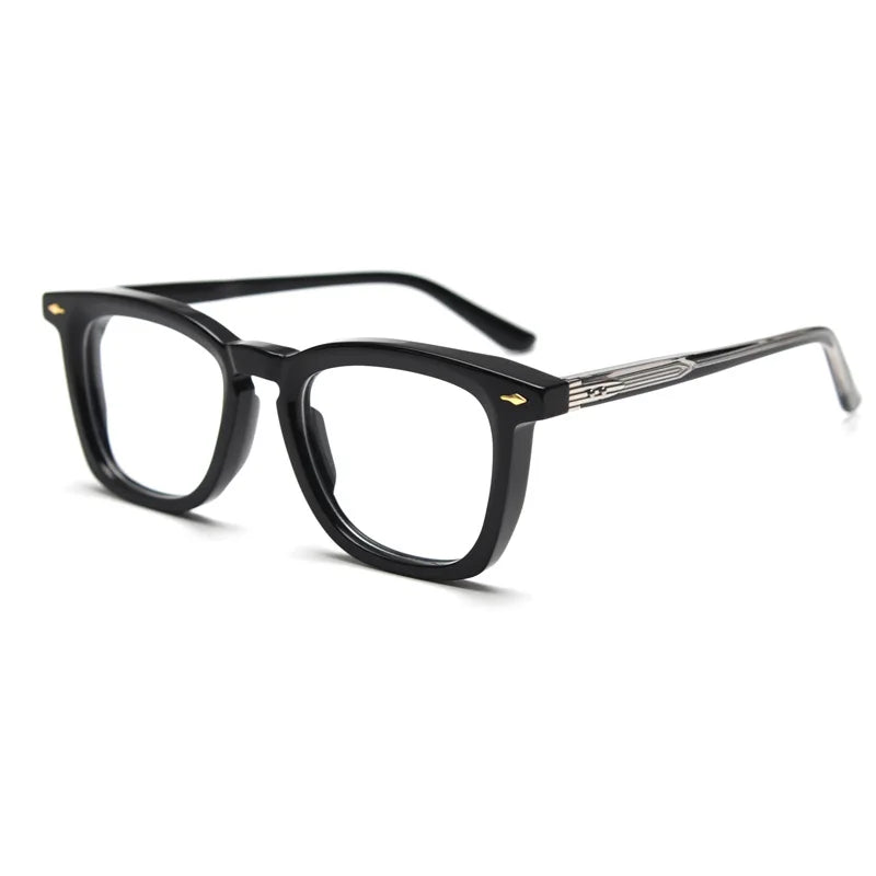 Black Mask Unisex Full Rim Square Acetate Eyeglasses 98624 Full Rim Black Mask