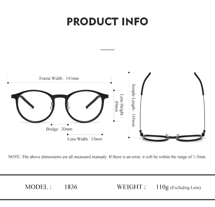 Chashma Unisex Full Rim Round Acetate Titanium Eyeglasses 1836 Full Rim Chashma