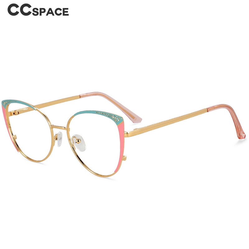 CCspace Unisex Full Rim Square Cat Eye Alloy Eyeglasses 55892 Full Rim CCspace