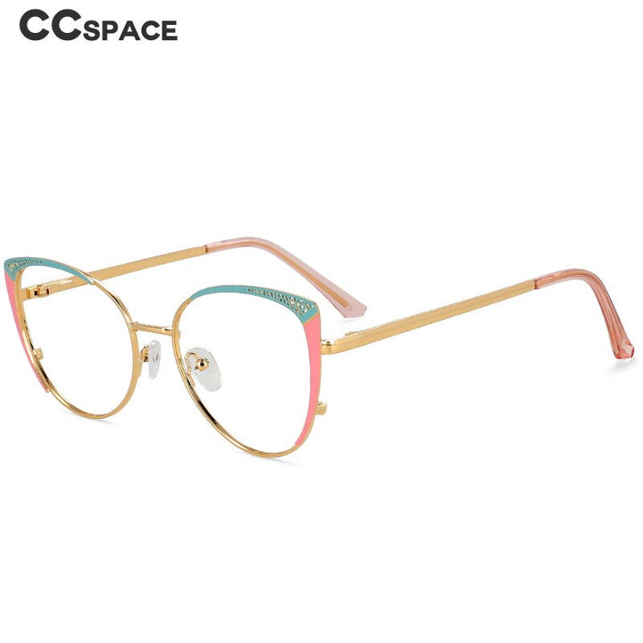 CCspace Unisex Full Rim Square Cat Eye Alloy Eyeglasses 55892 Full Rim CCspace