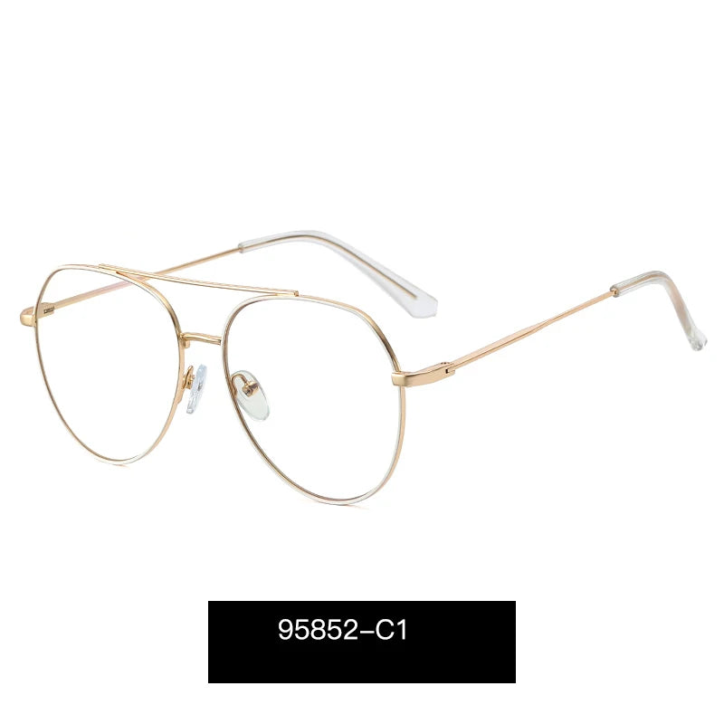 Handoer Women's Full Rim Oval Double Bridge Alloy Eyegasses 95852