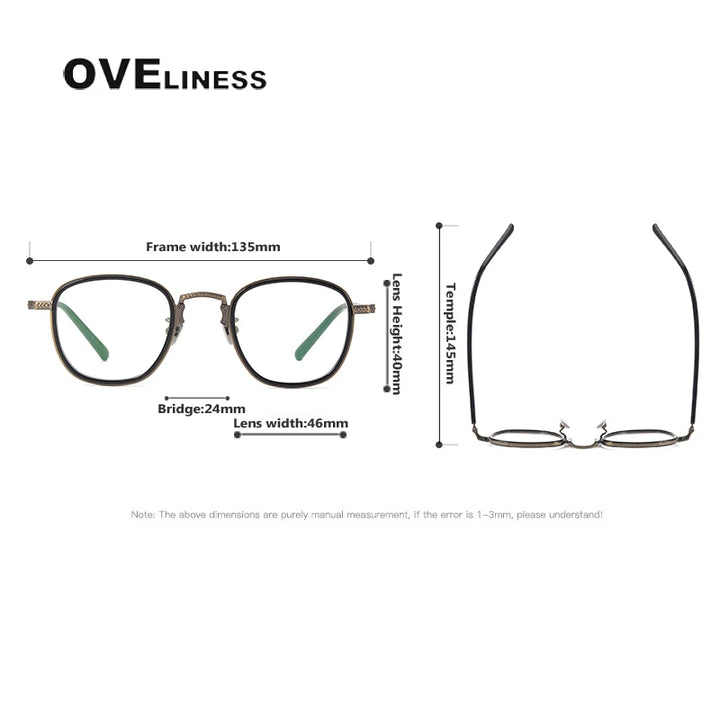Oveliness Women's Full Rim Square Acetate Titanium Eyeglasses 14043 Full Rim Oveliness
