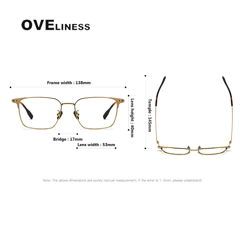 Oveliness Men's Full Rim Square Titanium Eyeglasses 8104 Full Rim Oveliness   