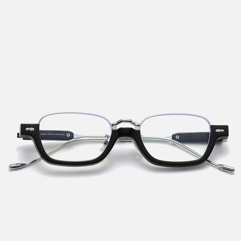 Kocolior Unisex Semi Rim Acetate Stainless Steel Hyperopic Reading Glasses 22015 Reading Glasses Kocolior   