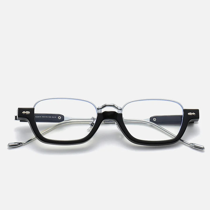 Kocolior Unisex Semi Rim Acetate Stainless Steel Hyperopic Reading Glasses 22015 Reading Glasses Kocolior