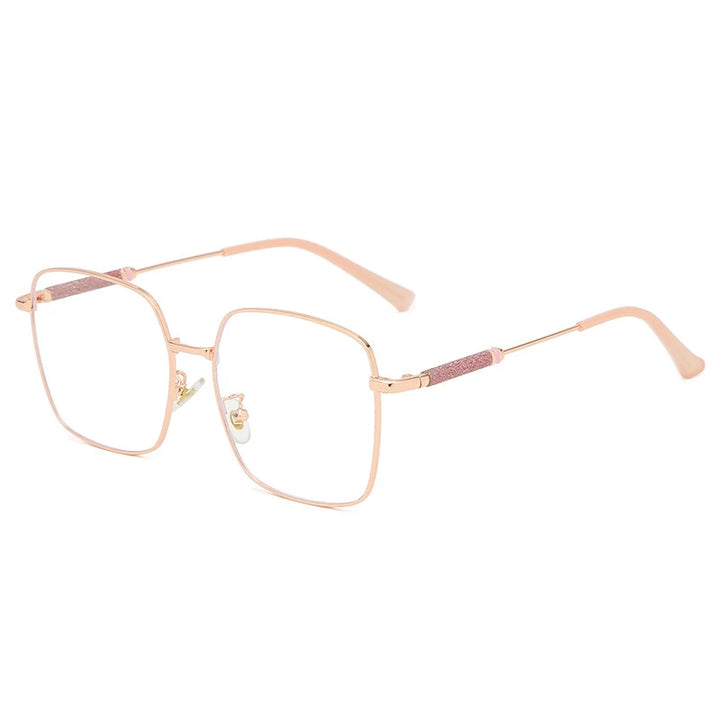 Kocolior Mens Full Rim Large Square Alloy Reading Glasses 8960 Reading Glasses Kocolior Rose 0