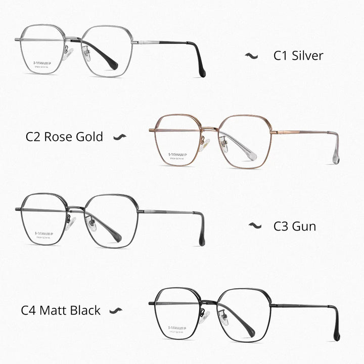 Ralferty Unisex Full Rim Polygon Titanium Eyeglasses R6224 Full Rim Ralferty