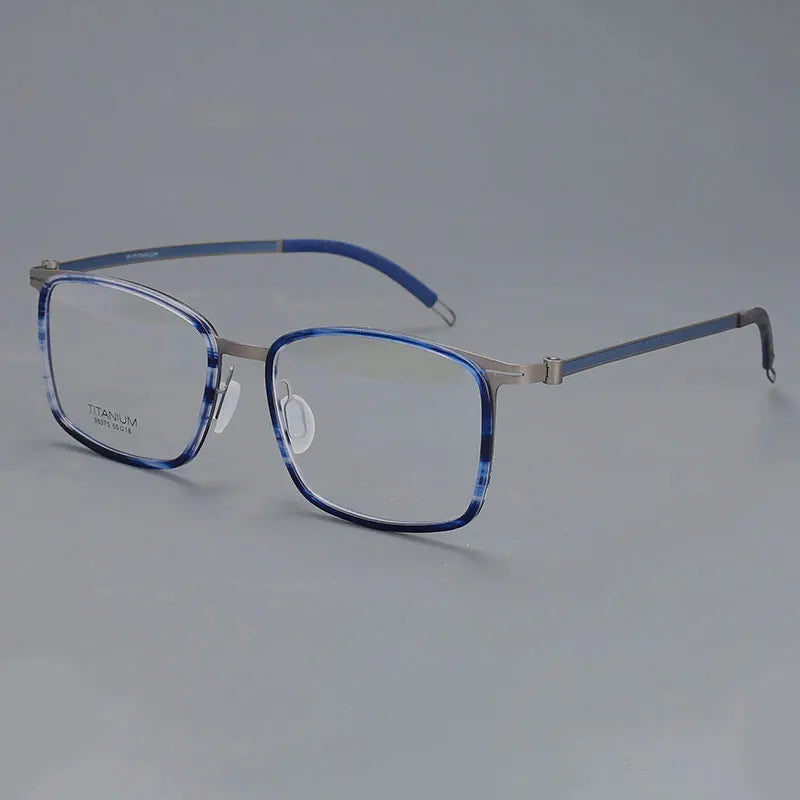 CCspace Unisex Full Rim Square Screwless Titanium Eyeglasses 57174 Full Rim CCspace BlueGunC5