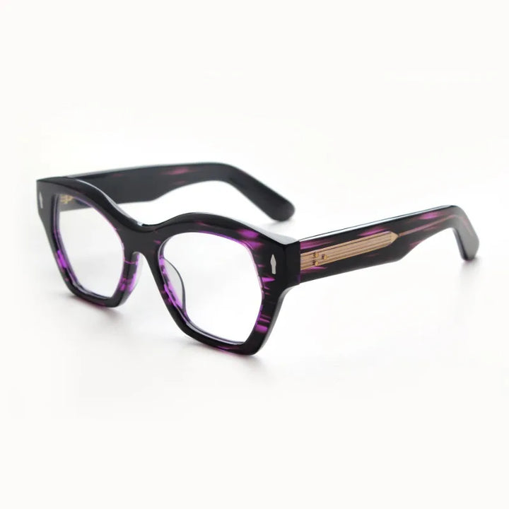 Hewei Unisex Full Rim Polygonal Thick Acetate Eyeglasses 923047