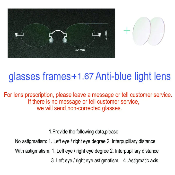 Yujo Unisex Rimless Oval Stainless Steel Custom Eyeglasses Y4233 Rimless Yujo C3 CHINA