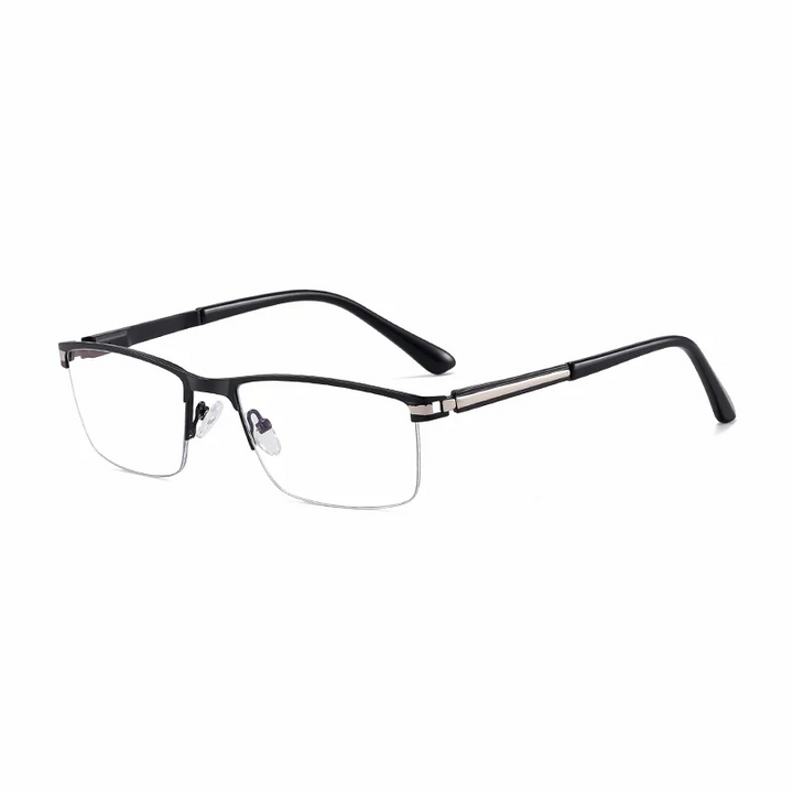 Ralferty Men's Semi Rim Square Alloy Eyeglasses 91342 Semi Rim Ralferty C2 Black Gray CHINA
