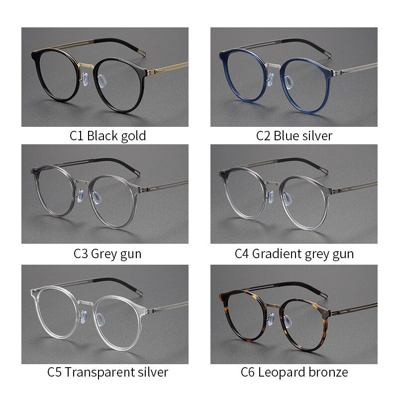 Oveliness Unisex Full Rim Round Titanium Eyeglasses 8202302 Full Rim Oveliness