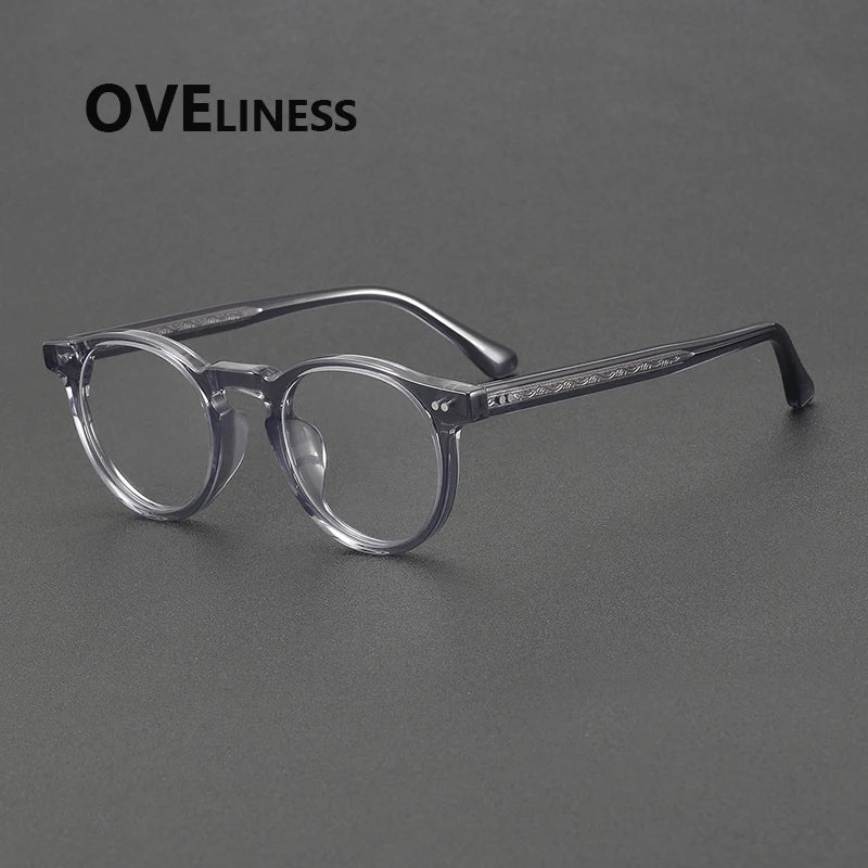 Oveliness Women's Full Rim Oval Round Acetate Eyeglasses 78095 Full Rim Oveliness transparent grey