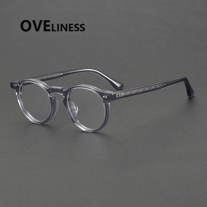 Oveliness Women's Full Rim Oval Round Acetate Eyeglasses 78095 Full Rim Oveliness transparent grey