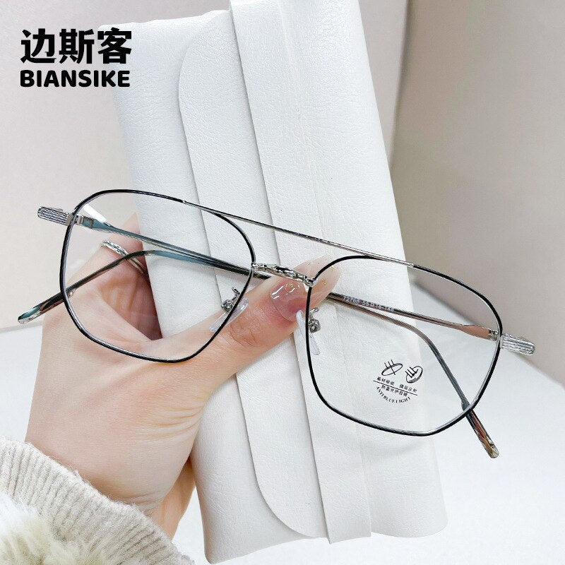 CCspace Unisex Full Rim Square Double Bridge Alloy Eyeglasses 55896 Full Rim CCspace BlackSilver China