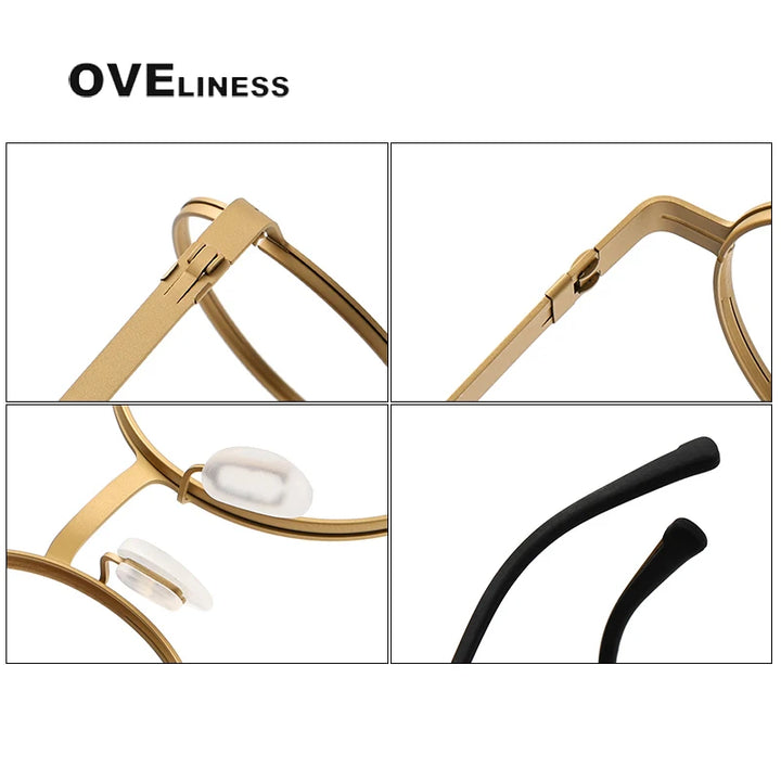 Oveliness Unisex Full Rim Round Screwless Titanium Eyeglasses 80996 Full Rim Oveliness