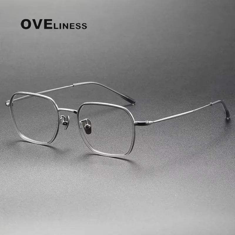 Oveliness Women's Full Rim Square Acetate Titanium Eyeglasses 88508 Full Rim Oveliness grey gun
