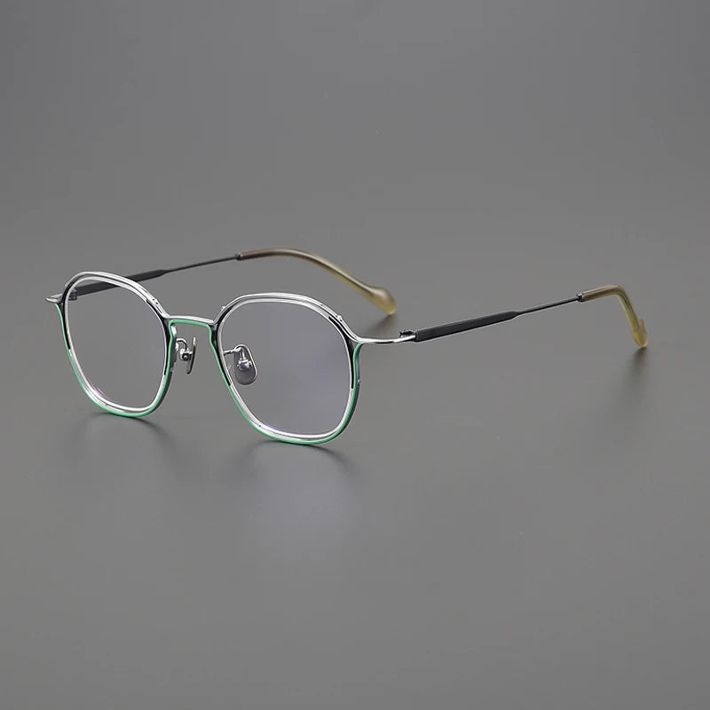 Gatenac Unisex Full Rim Square Titanium Eyeglasses Gxyj1562 Full Rim Gatenac Green