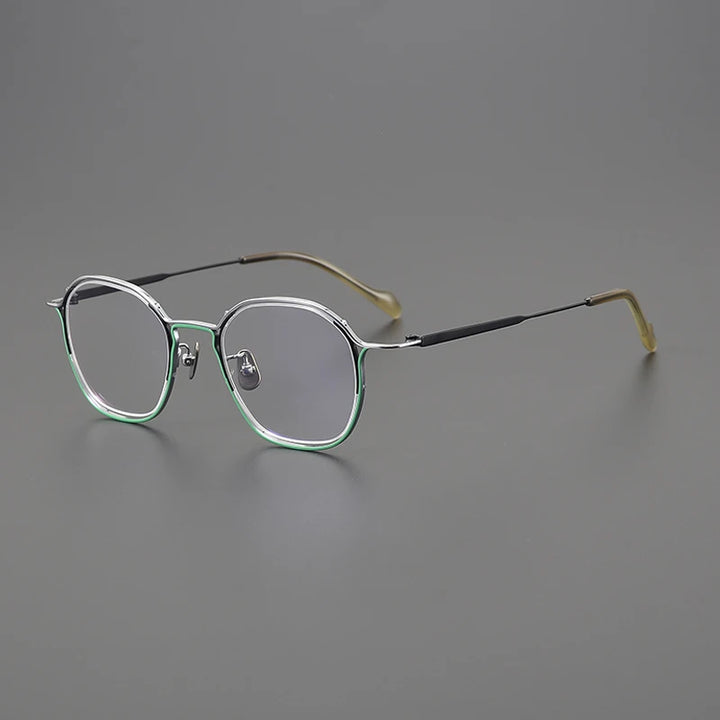 Gatenac Unisex Full Rim Square Titanium Eyeglasses Gxyj1562 Full Rim Gatenac Green