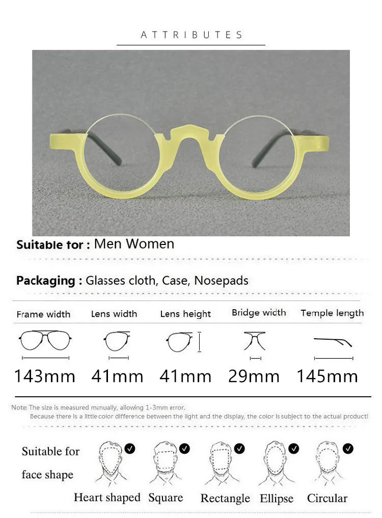 Aimee Unisex Semi Rim Round Acetate Eyeglasses 4141 Semi Rim Aimee