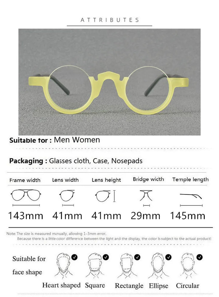 Aimee Unisex Semi Rim Round Acetate Eyeglasses 4141 Semi Rim Aimee