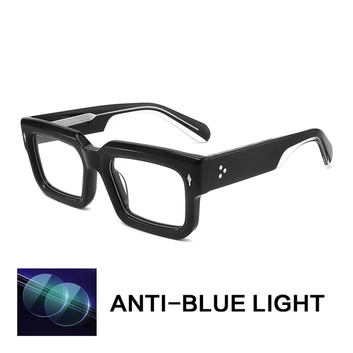 Gatenac Unisex Full Rim Big Square Acetate Reading Glasses Gxyj91018