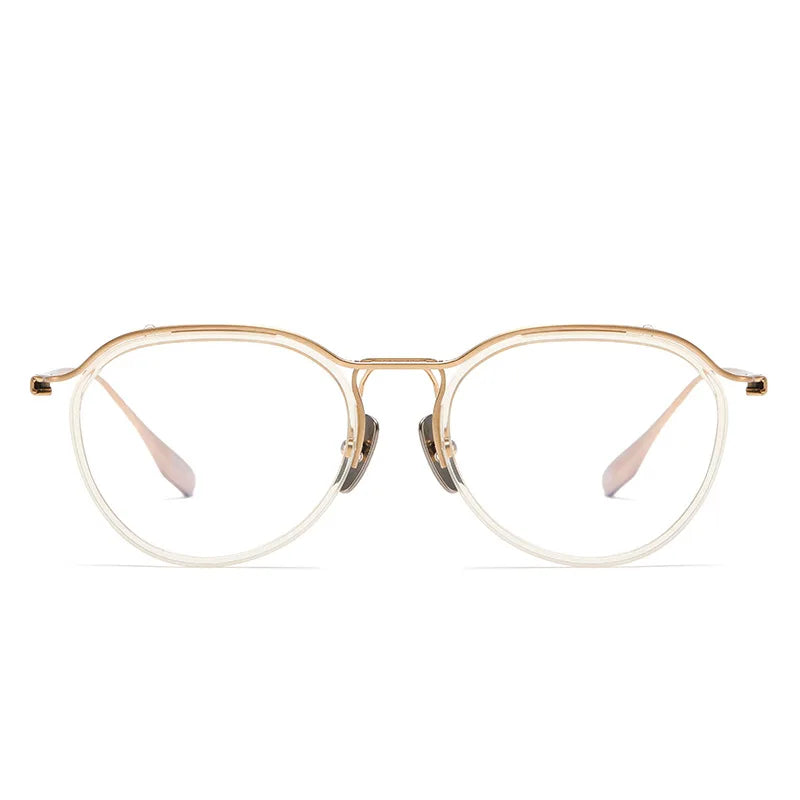 Aimee Unisex Semi Rim Brow Line Oval Titanium Acetate Eyeglasses 4131 Semi Rim Aimee