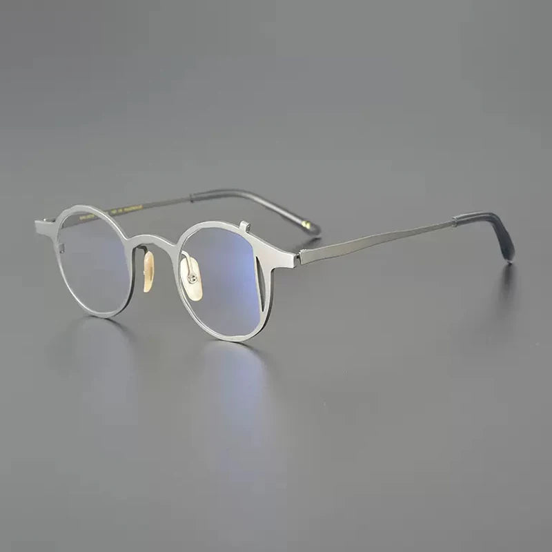 Gatenac Unisex Full Rim Round Titanium Eyeglasses Gxyj1220 Full Rim Gatenac Gun