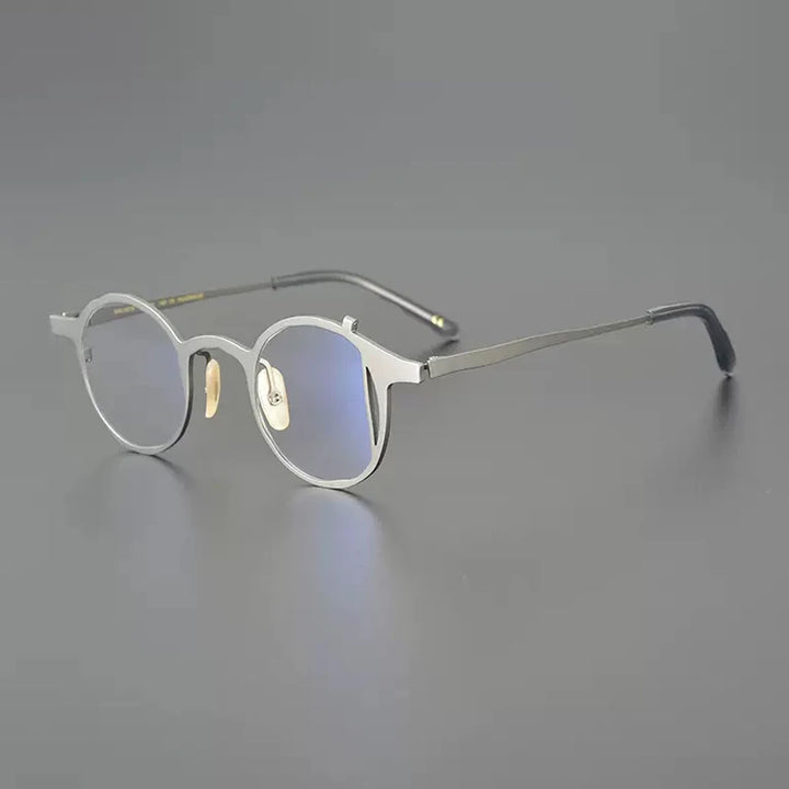 Gatenac Unisex Full Rim Round Titanium Eyeglasses Gxyj1220 Full Rim Gatenac Gun