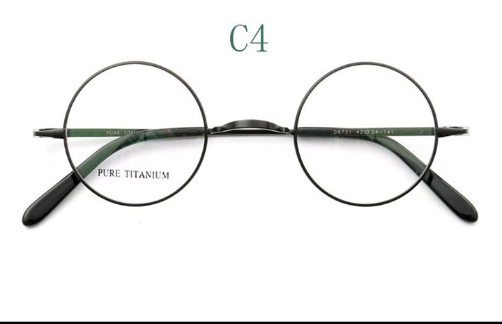 Yujo Unisex Full Rim 42 mm Round Titanium Eyeglasses Full Rim Yujo C4 China