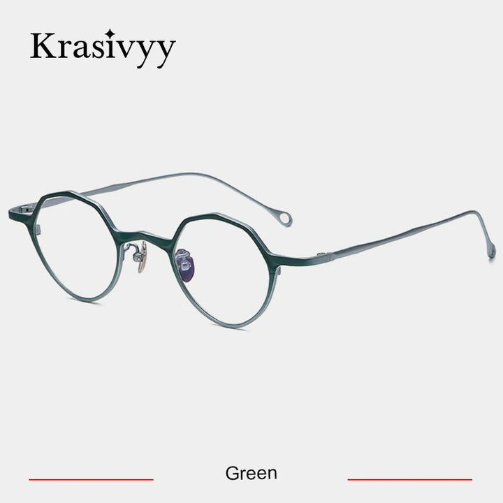 Krasivyy Men's Full Rim Irregular Round Titanium Eyeglasses 35973