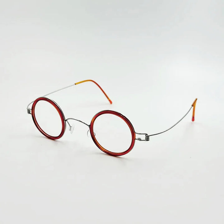 Yujo Unisex Full Rim Round Stainless Steel Acetate Custom Eyeglasses Y3434 Full Rim Yujo