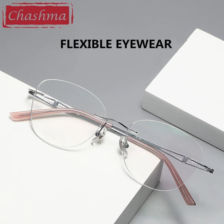 Chashma Women's Rimless Oval Square Titanium Reading Glasses 946089 Reading Glasses Chashma