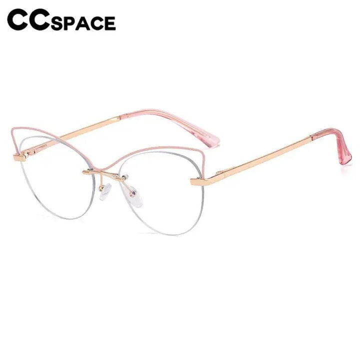 CCspace Women's Semi Rim Cat Eye Alloy Eyeglasses 57026 Semi Rim CCspace