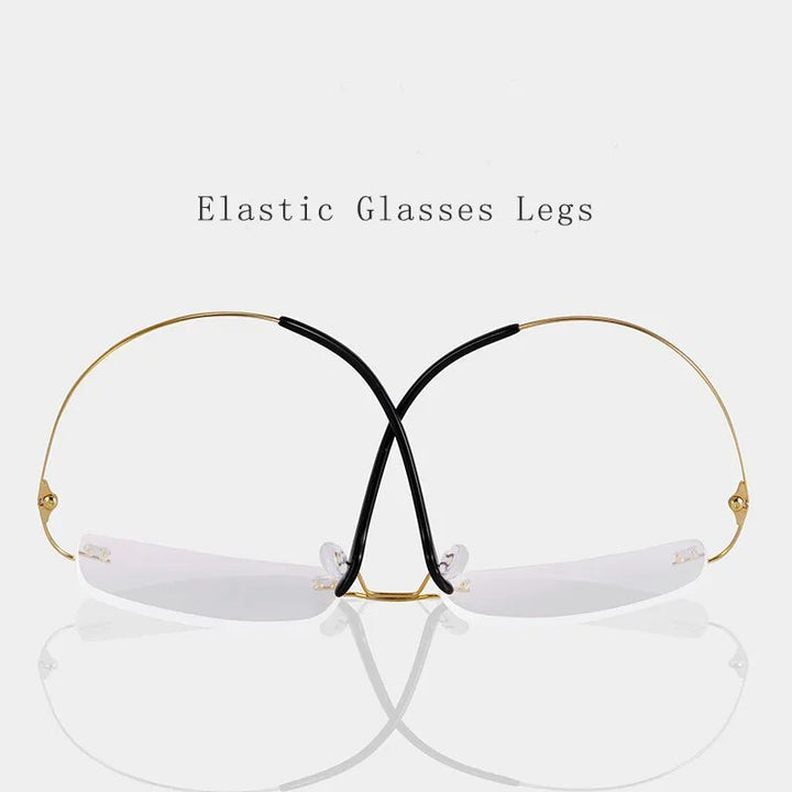 Hdcrafter Unisex Rimless Square Titanium Eyeglasses S8161 Rimless Hdcrafter Eyeglasses