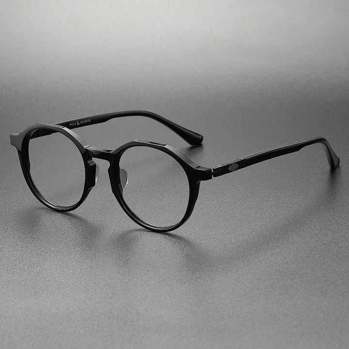 Black Mask Women's Full Rim Polygon Acetate Eyeglasses S9657 Full Rim Black Mask Black