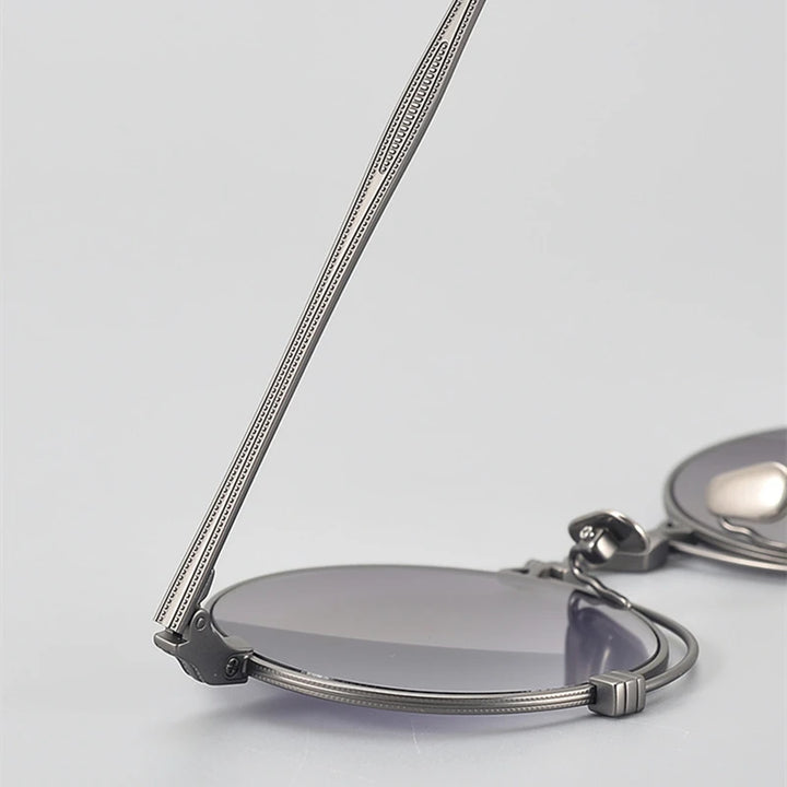 Black Mask Unisex Full Rim Round Titanium Polarized Sunglasses 10601 Sunglasses Black Mask