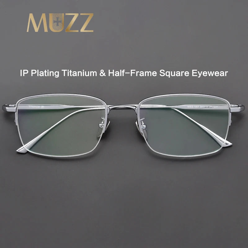 Muzz Unisex Semi Rim Square IP Titanium Eyeglasses 1907 Semi Rim Muzz   