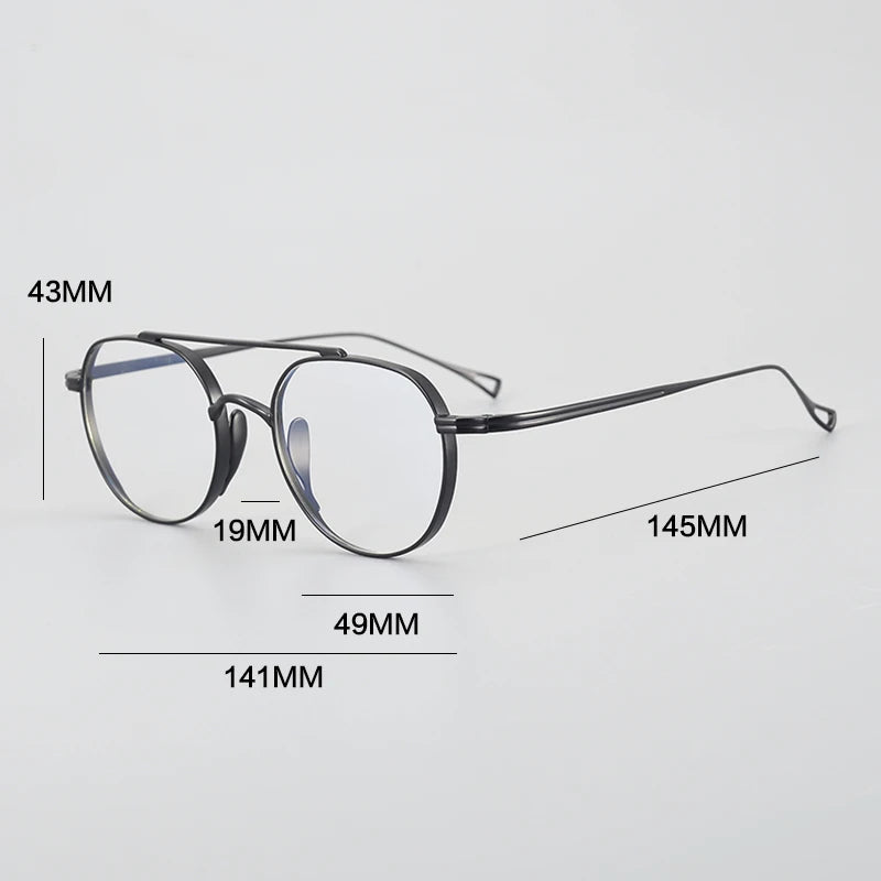 Gatenac Unisex Full Rim Polygon Double Bridge Titanium Eyeglasses 1477 Full Rim Gatenac