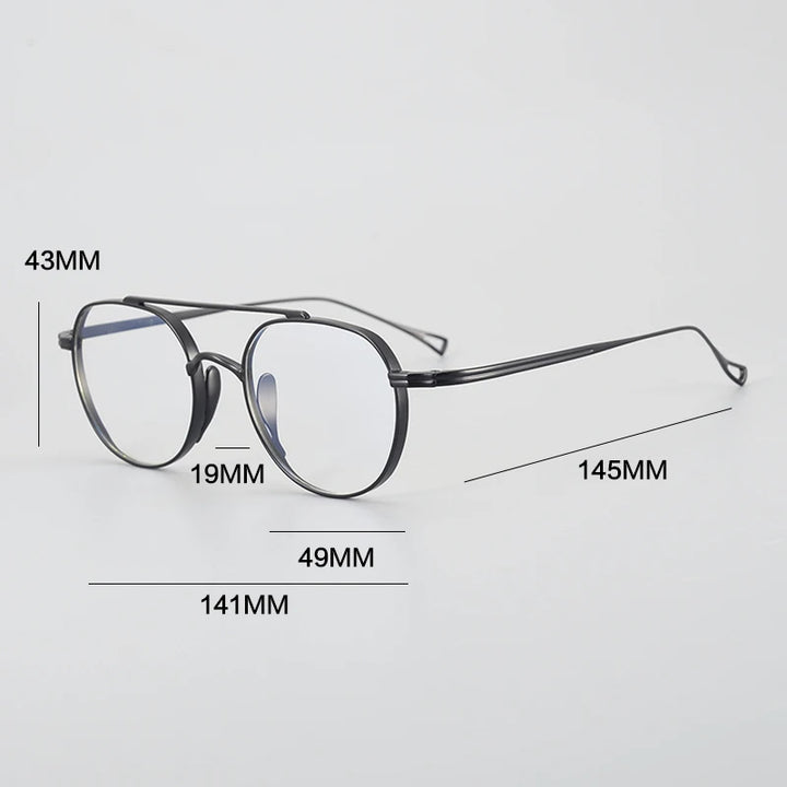 Gatenac Unisex Full Rim Polygon Double Bridge Titanium Eyeglasses 1477 Full Rim Gatenac