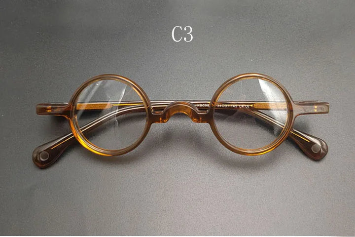 Yujo Unisex Full Rim Small Round Acetate Fiber Eyeglasses 3134 Full Rim Yujo C3 CHINA
