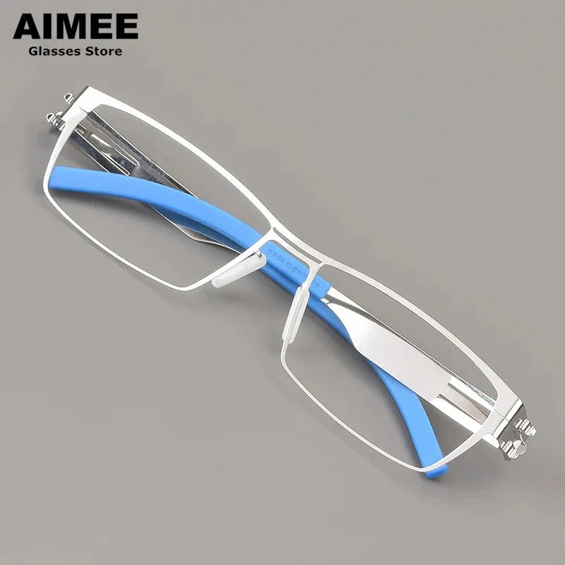 Aimee Unisex Full Rim Rectangle Screwless Steel Eyeglasses 15083