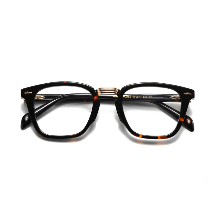 Black Mask Unisex Full Rim Square Acetate Alloy Eyeglasses 4923145 Full Rim Black Mask Tortoise  